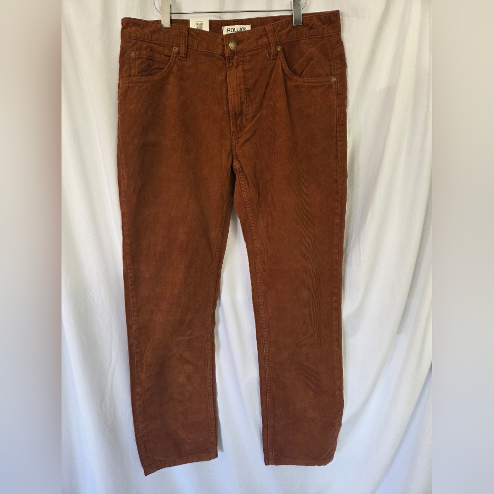 Rolla's NWT Rust Corduroy Relaxed Tapered Pants Size 32